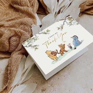 Carte de remerciement classique Winnie l'ourson, tente et plat de remerciement, anniversaire de Winnie l'ourson, remerciement classique pour une fête de naissance de l'ourson, toile #CWG