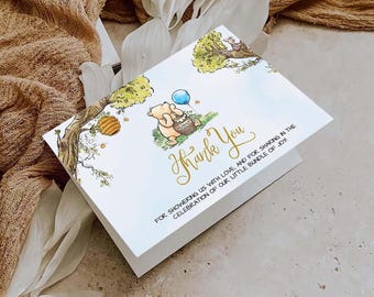 Winnie the Pooh Thank You Card: Editable Baby Shower Template (Canva)