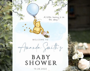 Classic Winnie The Pooh Baby Shower Welcome Sign (Digital Download)