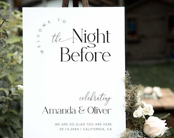 Minimal The Night Before Sign, Minimalist Wedding Rehearsal Sign, Modern Large Dinner Poster, Simple Editable Wedding Template, #MM2