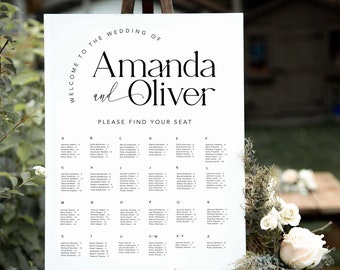 Customized Wedding Seating Chart Template, Easy Edit & Print, Alphabetical Design