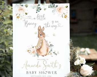 Peter Rabbit Gender Neutral Baby Shower Welcome Sign, Editable Baby Shower Sign, Peter Rabbit Decorations, Gender Rabbit Sign,  #PR