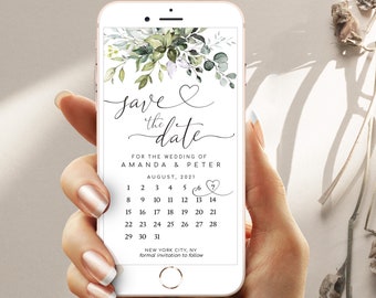 CHLOE - Save the Date Template Evite, Electronic Save the Date Floral Wreath, Wedding Save the Date Text Invite, Save the Date Electronic