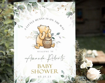 Winnie The Pooh Baby Shower Welcome Sign, Gender Neutral Winnie The Pooh Baby Large Poster, Welcome Sign, Digital File Templett, #WTPGG