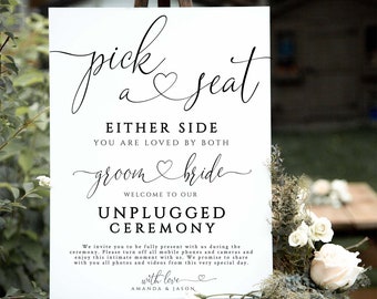 Unplugged Wedding Ceremony Sign: Minimalist Template (Digital Download)