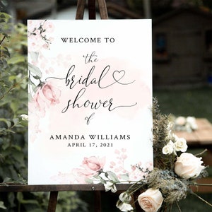 ROSA - Bridal Shower Sign, Printable Wedding Sign,  Blush Pink Welcome sign, Bridal Shower Template, 16x20, 18x24, 24x36, 36x48 , Templett