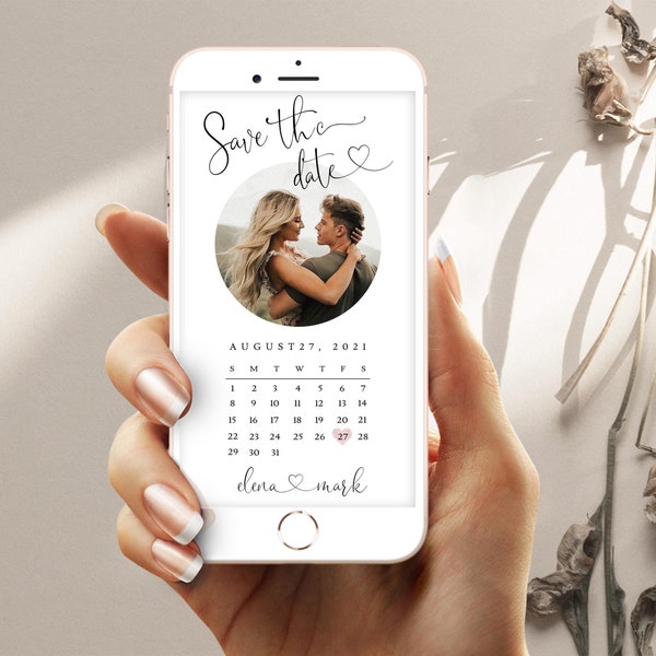 AMORA - Save the Date Template Evite, Electronic Save the Date Minimalist Evite , Wedding Save the Date Text Invite, Save the Date Heart
