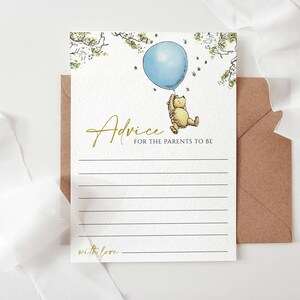 Tarjeta de consejos para padres Winnie The Pooh clásica, tarjeta de consejos para padres descargable, decoraciones para fiestas, 5x7 Jpeg y Pdf, You Print, CB1
