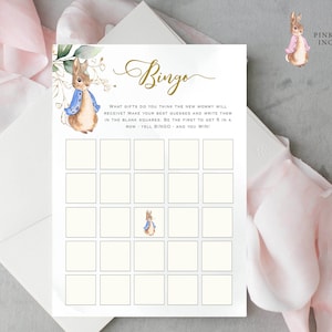 Peter Rabbit-Babypartyspiel, Baby Bingospiel, Babypartyspiel, bearbeitbare Vorlage, Greenery, bearbeitbares Babypartyspiel, Templett #PR