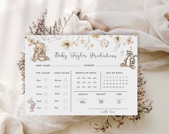 Baby Predictions and Advice Card Winnie the Pooh Baby Shower Game Printable Advice and Wishes for Baby