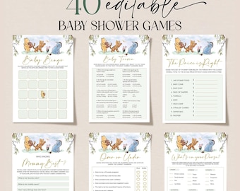 Klassisches Winnie the Pooh Babyparty-Spielpaket, bearbeitbare Winnie the Pooh-Babypartyspiele, Winnie the Pooh bearbeitbare Canva-Vorlage #CWG
