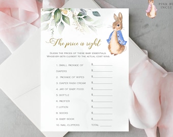 Peter Rabbit Price Is Right Game,  Baby Shower Game, Editable Template, Editable Baby Shower Game, Templett #PR