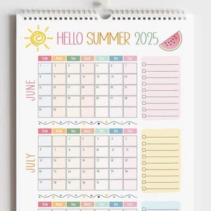 Sommerkalender Großes Planer Poster Druckbar Digitaler Download Einfach Niedlich Stundenplan für Kinder Spaß Sommerkalender Aktivität 2025 Ende der Schule