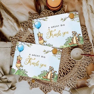 Klassische Winnie Puuh Dankeskarte, Babyparty Winnie Pooh, Winnie Pooh Geburtstag, Klassische Babyparty Danke, Templett, #BWB