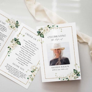 Floral Funeral Program Template: Celebration of Life (Digital Download)