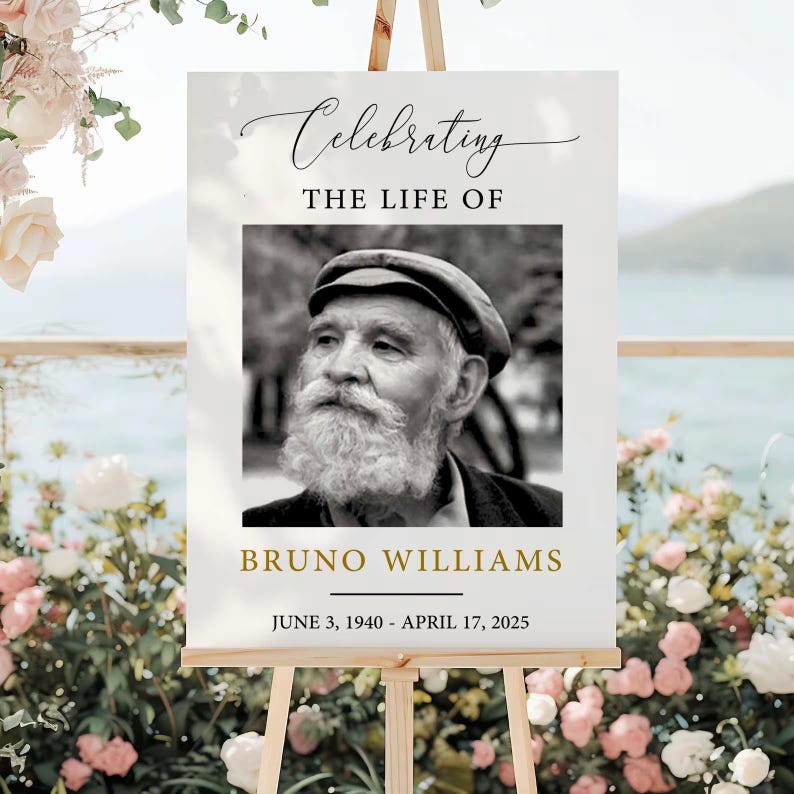 Funeral Welcome Sign Template, Editable Celebration of Life Poster, Printable Memorial Sign (Canva PDF) image 2