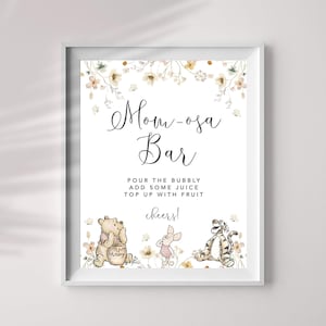 Winnie The Pooh Momosa Bar Sign: Gender Neutral Party Decor (Jpeg and PDF)