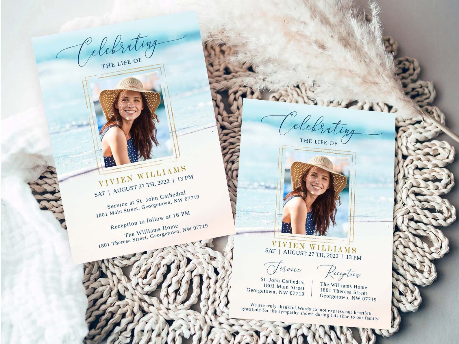Funeral Invitation Sea Funeral 5x7 Celebration of Life - Etsy