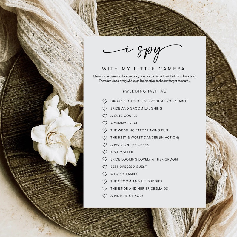 I Spy Wedding Game Printable Card and Sign Editable - Etsy UK