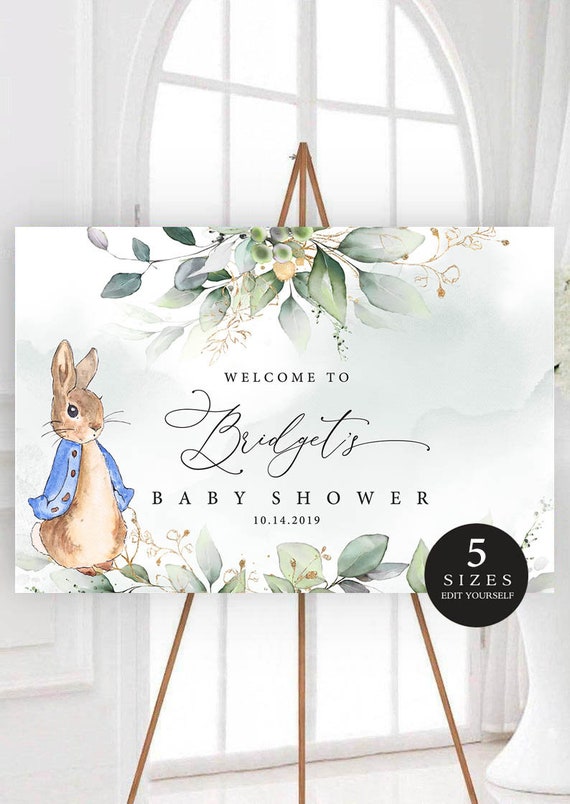 Peter Rabbit Party, Peter Rabbit Welcome Sign, Peter Rabbit Baby Shower  Decorations, Baby Shower Printables, Ediable Template, Templett PR 