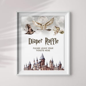 Diaper Raffle Sign Wizard Baby Shower, Gift Table Sign Magic Baby Shower, Magic School Baby Shower, Wizard Magic Baby Shower Decoration #WZ