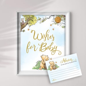 Winnie The Pooh Wishes For Baby Sign, Printable Table Sign, Party Sign Decorations, Instant Download, 8x10 Jpeg and Pdf, You Print, BWP