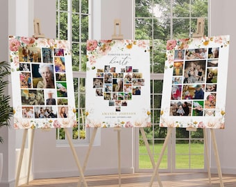 Funeral Heart Photo Collage Sign: Celebration of Life (Canva Template)