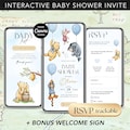 Winnie Pooh Balloon Bear Baby Shower Invitation Trackable RSVP Website, Editable Classic Pooh Canva Web Invite product logo