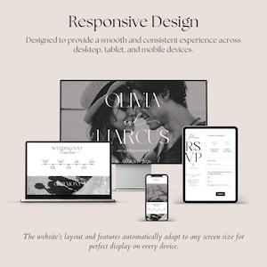 Minimalist Wedding Website Template, Wedding Web Invitation, Trackable RSVP, Countdown Timer, Interactive Map, Editable Canva Template