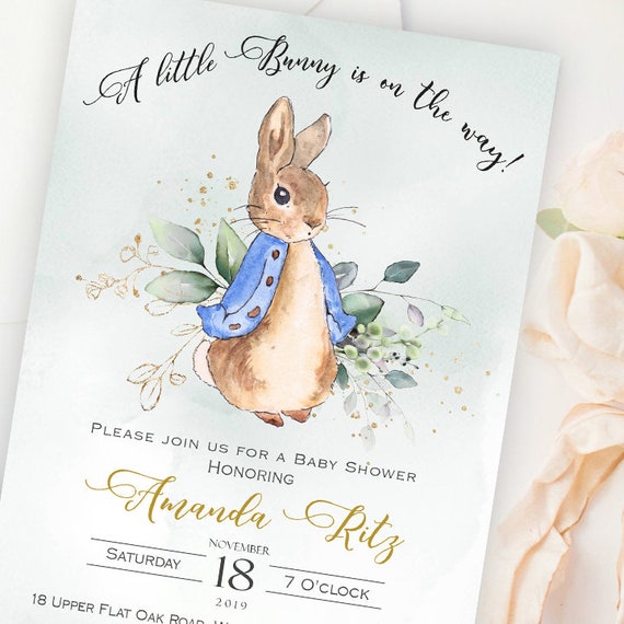 Editable Peter Rabbit Baby Shower Invitations Instant Download