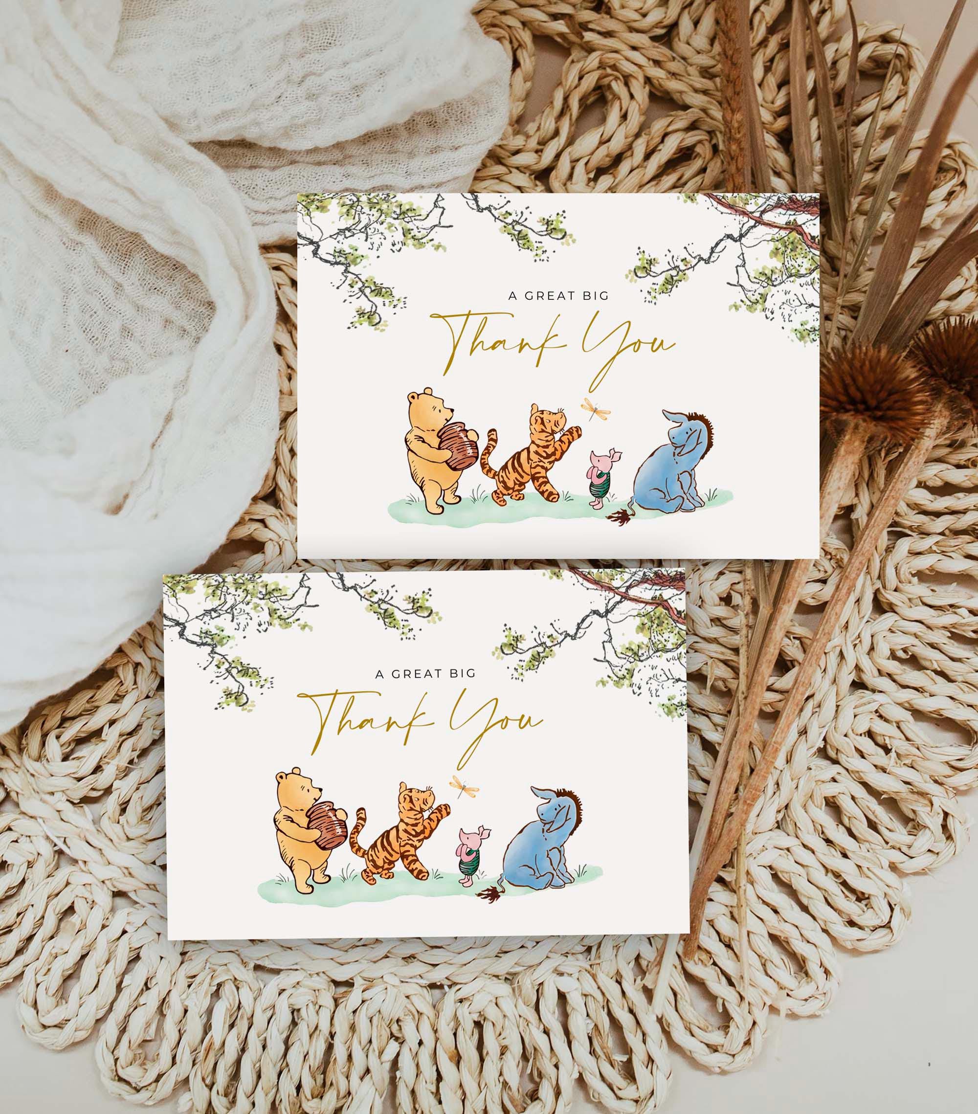 Classic Winnie the Pooh Thank You Card: Baby Shower Birthday