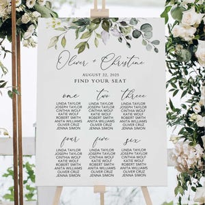 Greenery Hochzeit Sitzplan Vorlage Hochzeitsplan Großes Poster Finde Deinen Sitzplatz Eukalyptus Schild CHLOE