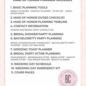 Maid of Honor Planner, Wedding Planner Printable, Bridesmaid Planner, Will You Be My Maid of Honor, PDF, DIY Notebook , PDF Download image 4