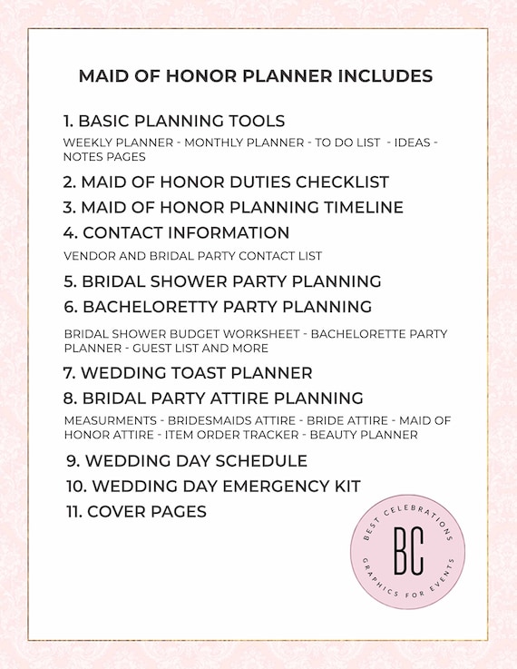 Maid Of Honor Planner Wedding Planner Printable Bridesmaid Ireland maid-of-honor-planner-wedding-planner-printable-bridesmaid-ireland