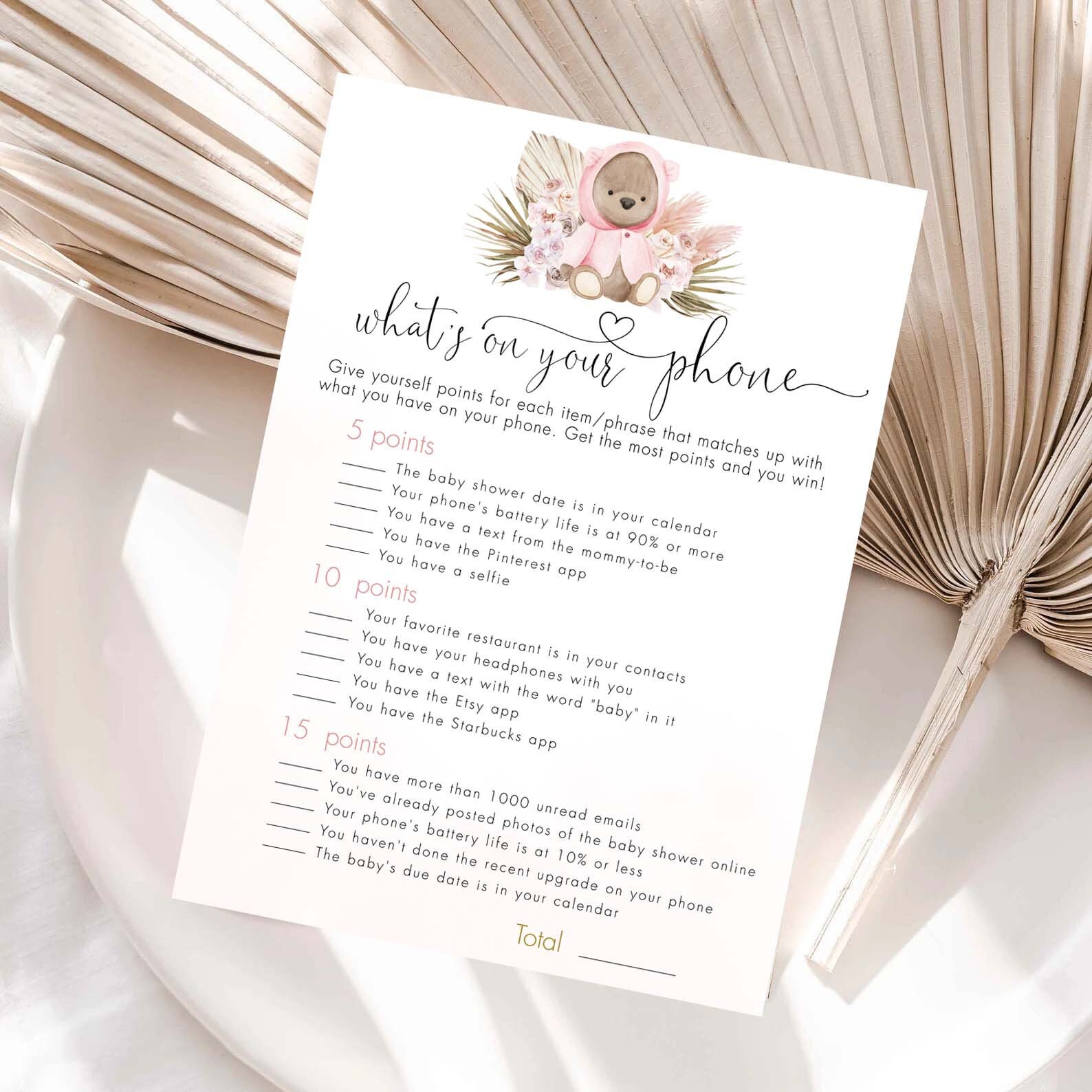 Editable What's on Your Phone Game Pampas Grass Pink Boho - Etsy