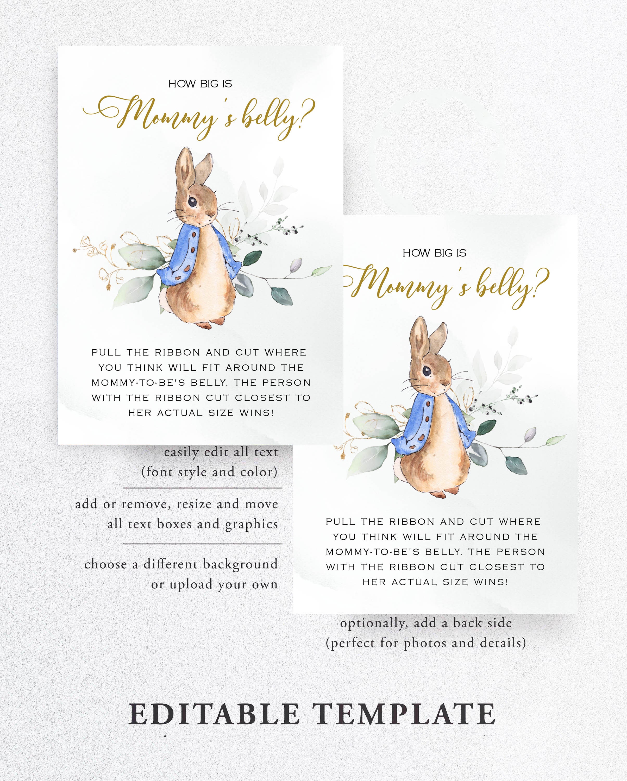 Peter Rabbit How Big is Mommy's Belly, Mommy's Belly, Baby Shower Game ...