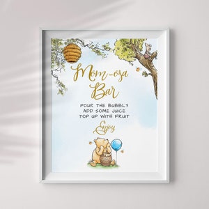 Momosa Bar, Classic Winnie The Pooh Sign, Printable Table Sign, Party Sign Decorations, 8x10 Jpeg and Pdf, You Print, BWP