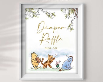Winnie The Pooh Diaper Raffle Sign: 8x10 Printable (Digital Download)