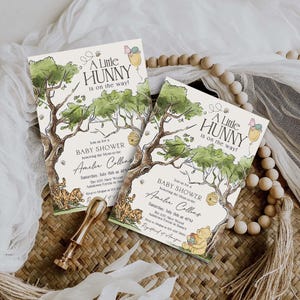 Winnie-the-pooh BABY SHOWER Invitation, Classic Winnie Pooh Evite Canva Template