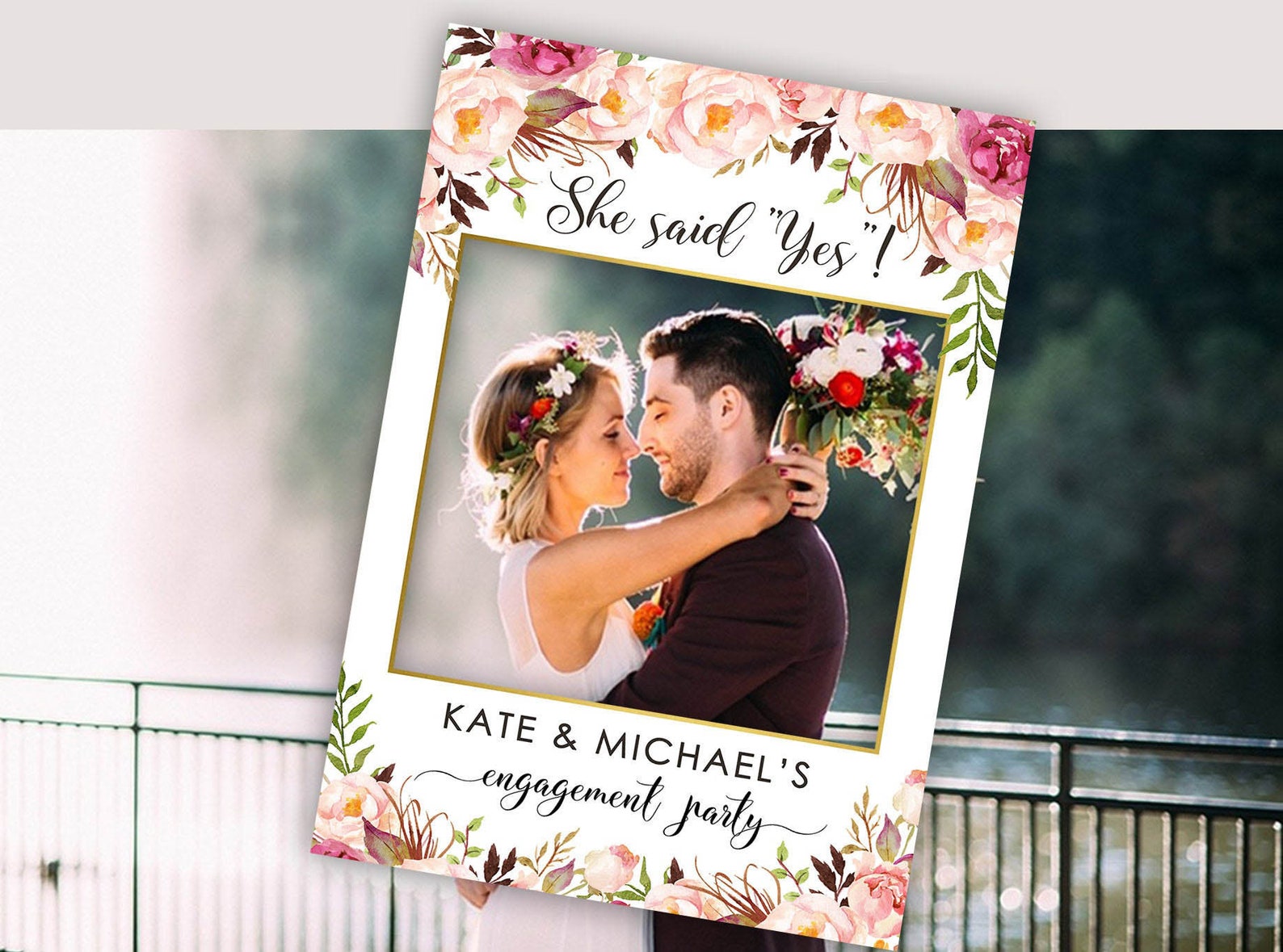 Engagement Photo Prop Engagement photo booth frame Editable Etsy