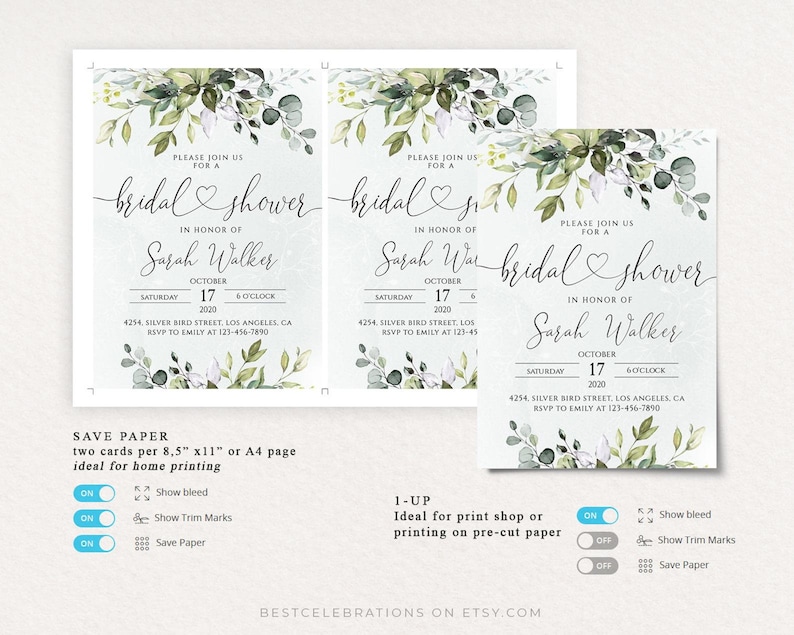 CHLOE Collection Eucalyptus Wedding Template Kit, Greenery Wedding Stationery Bundle, Wedding Invitation Set, Invitation Template Set image 9