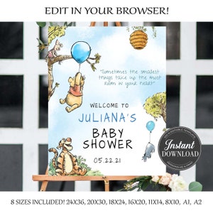Winnie the Pooh Baby Shower Welcome Sign (Digital File)