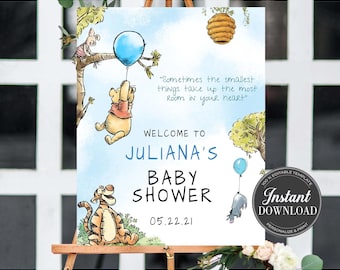 Winnie the Pooh Baby Shower Welcome Sign (Digital File)