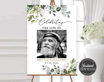 Editable Funeral Welcome Sign - Celebration of Life Decoration | Large Funeral Sign | Memorial Sign | Funeral Decor | Templett  #FNRL
