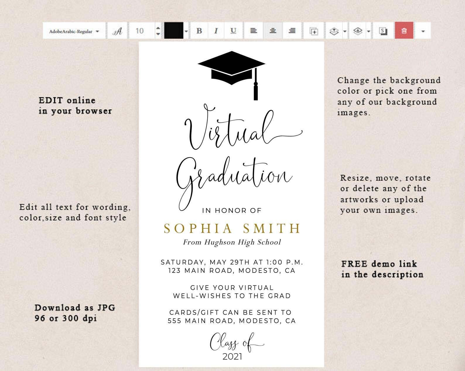 Virtual Graduation Graduation Invitation EDITABLE Graduation Etsy