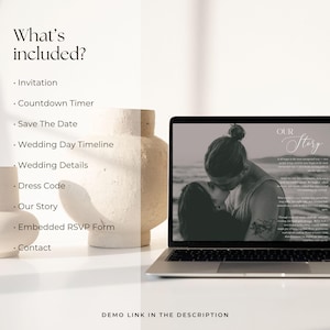 Minimalist Wedding Website Template, Wedding Web Invitation, Trackable RSVP, Countdown Timer, Interactive Map, Editable Canva Template