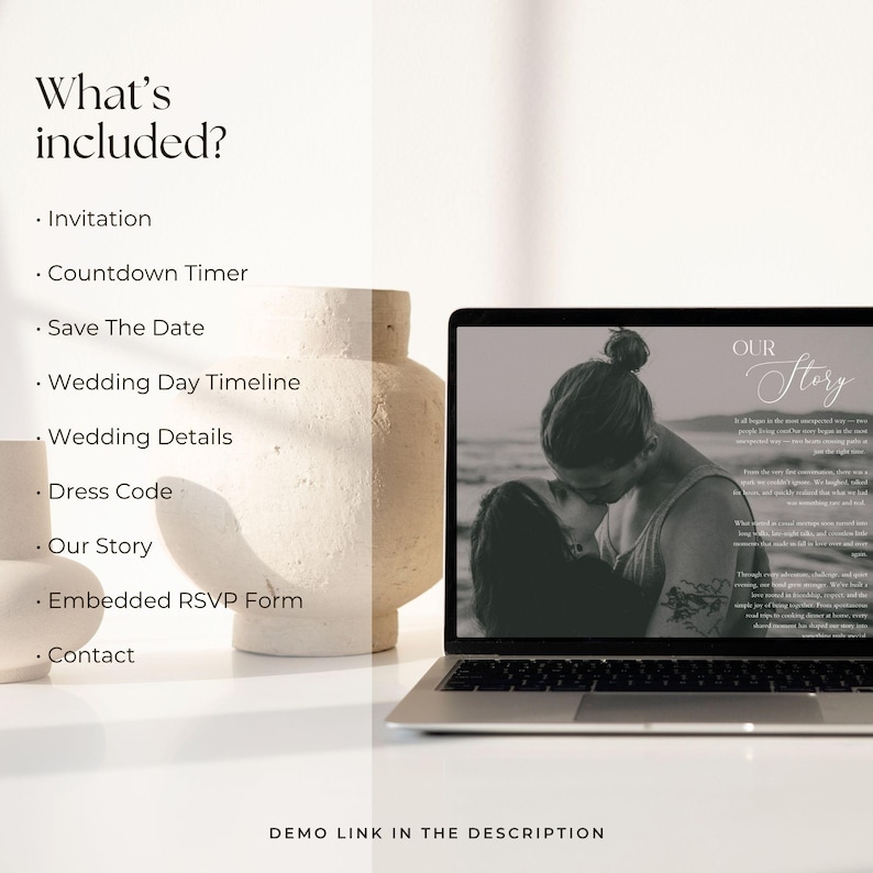 Minimalist Wedding Website Template, Wedding Web Invitation, Trackable RSVP, Countdown Timer, Interactive Map, Editable Canva Template