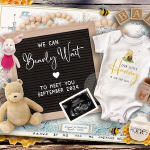 Pooh Bär Baby Enthüllen Ankündigung Ein großartiges Abenteuer Vorlage Einzigartig Erste Schwangerschaft Enthüllen Schwangerschaft Flat Lay Inspiration