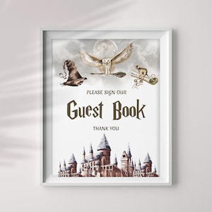 Tovenaar gastenboek babyshower bord, cadeau tafel bord magische babyshower, magische school babyshower, tovenaar magische babyshower decoratie #WZ