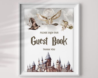 Wizard Baby Shower Guest Book Sign: Magic School Theme (Digital Download)